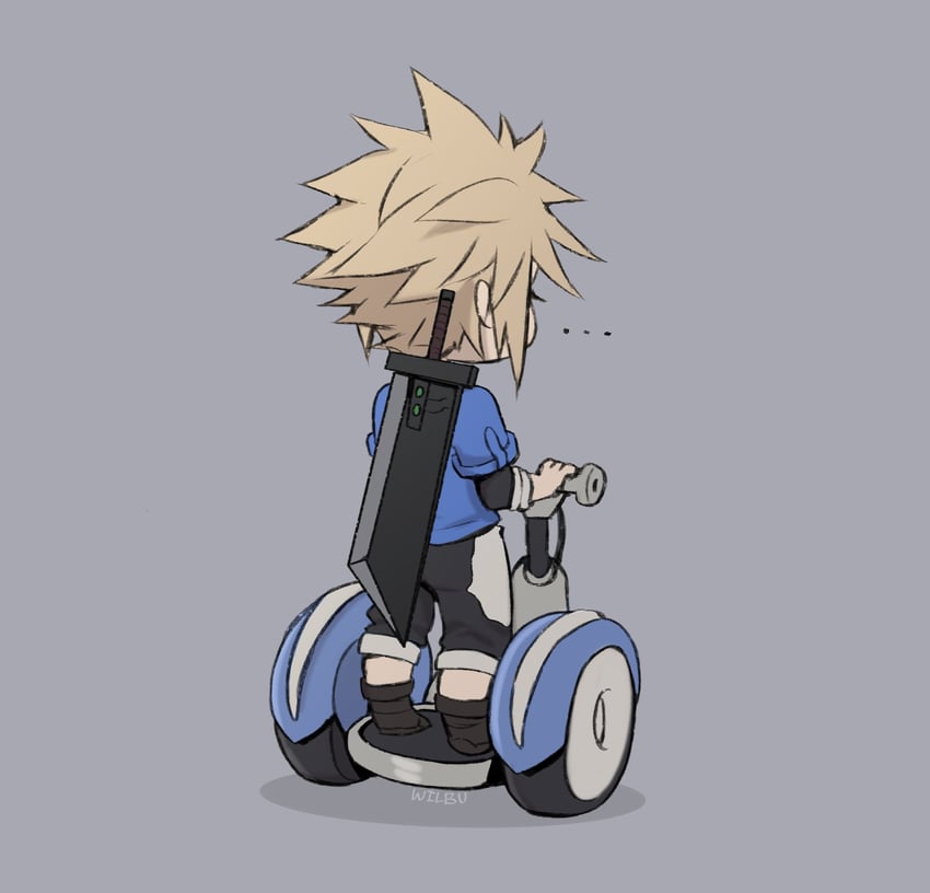 cloud strife (final fantasy and 3 more) drawn by wilbujoe