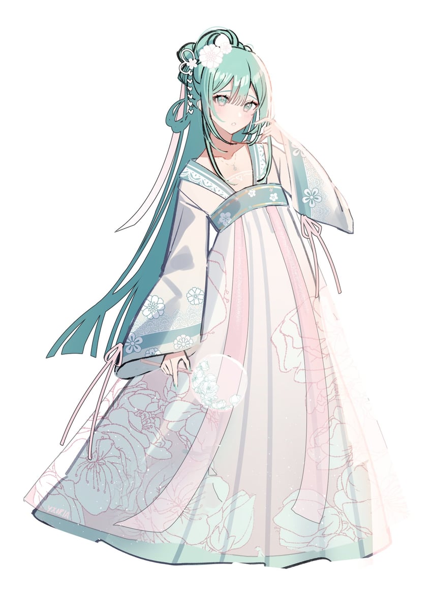 hatsune miku and chinese hanfu miku (vocaloid) drawn by umireki