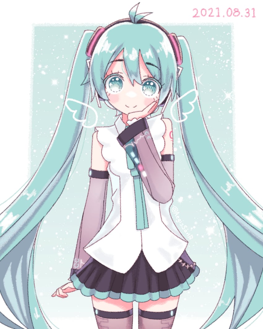 hatsune miku (vocaloid and 1 more) drawn by aegissanp