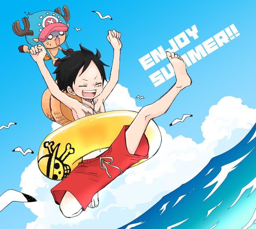 monkey d. luffy and tony tony chopper (one piece) drawn by pokesumomo