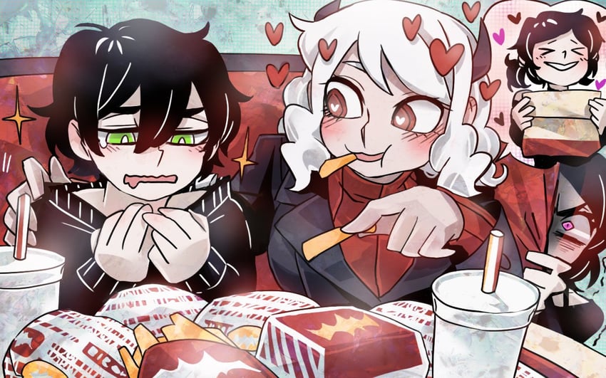 modeus, ashley graves, and andrew graves (helltaker and 2 more) drawn by sennmannkai2929