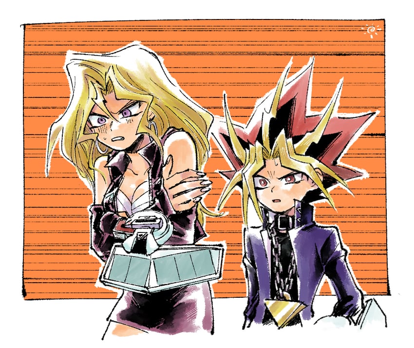 yami yugi and kujaku mai (yu-gi-oh! and 1 more) drawn by asa03sk