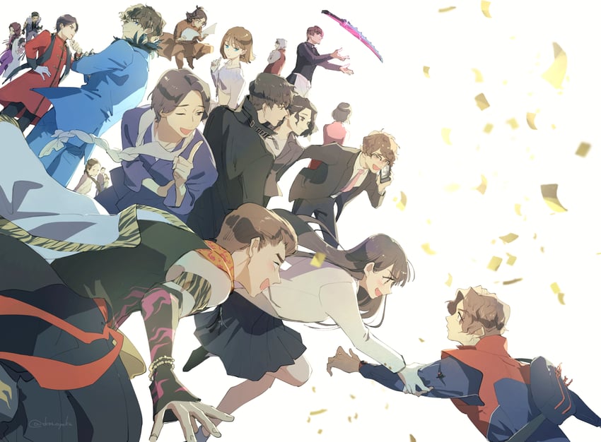 kito haruka, momoi taro, saruhara shin'ichi, goshikida kaito, momotani jiro, and 11 more (super sentai and 1 more) drawn by tkst_ayaka