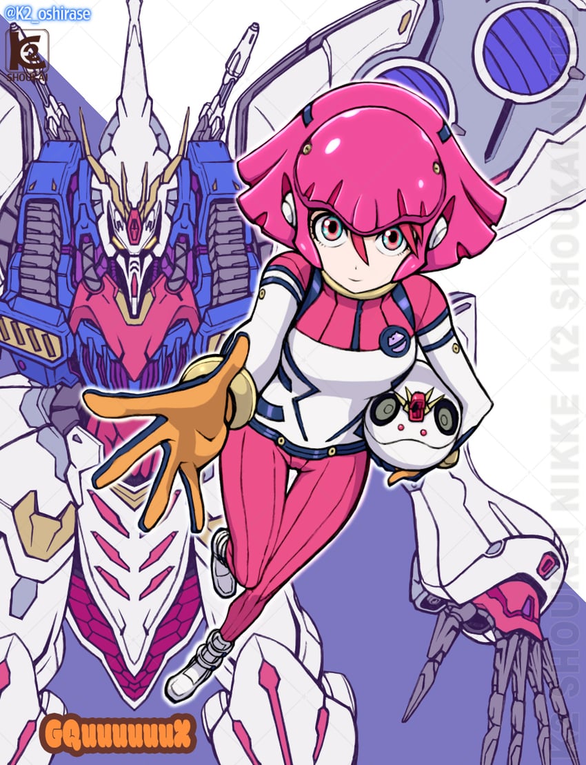 amate yuzuriha, haro, haman karn, zeta gundam, gquuuuuux, and 2 more (gundam and 3 more) drawn by k2_shokai
