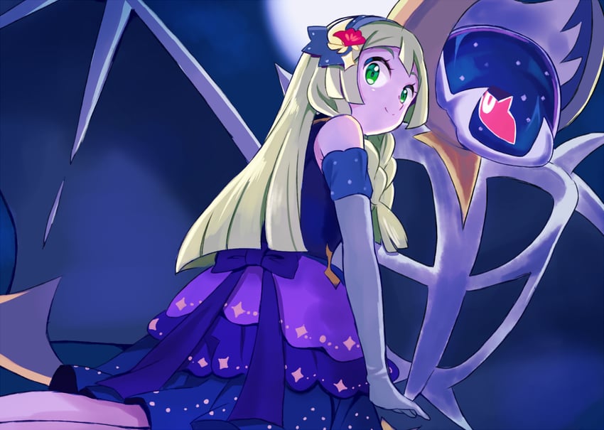 lunala and lillie (pokemon and 1 more) drawn by cu-sith