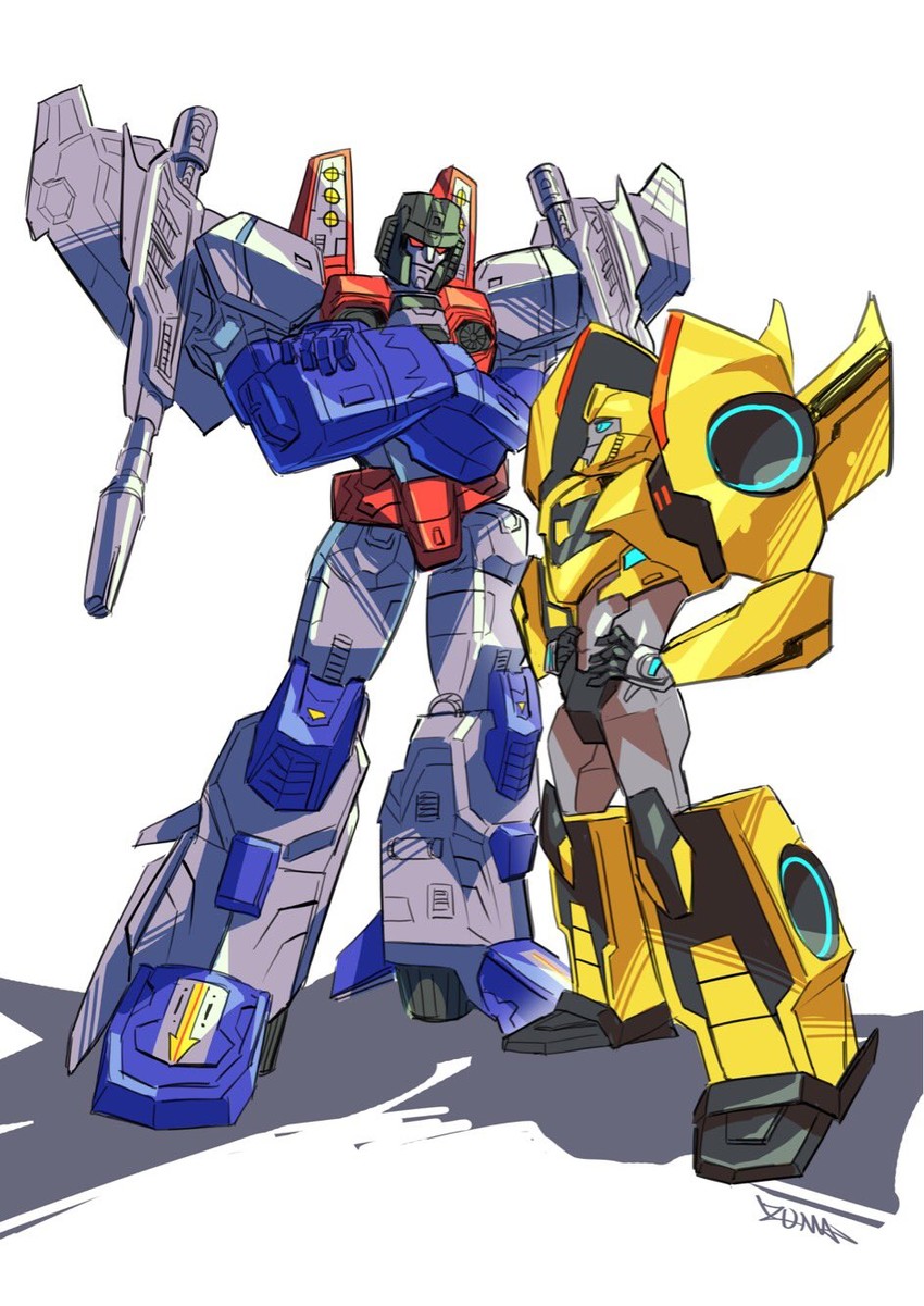 starscream and bumblebee (transformers and 1 more) drawn by yasukuni_kazumasa