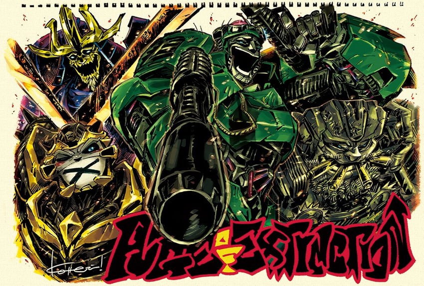 bumblebee, drift, hound, and crosshairs (transformers and 1 more) drawn by kotteri
