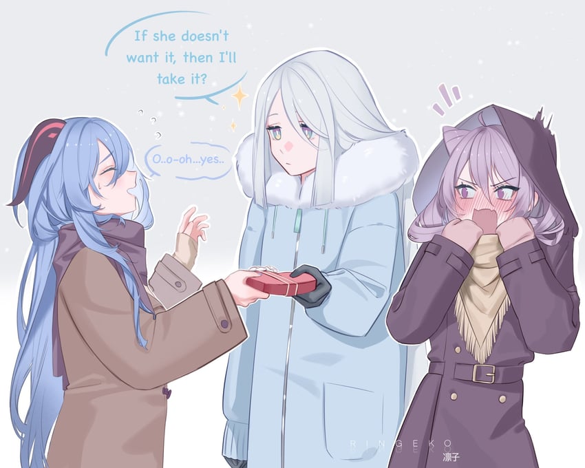 ganyu, keqing, and shenhe (genshin impact) drawn by ringeko-chan