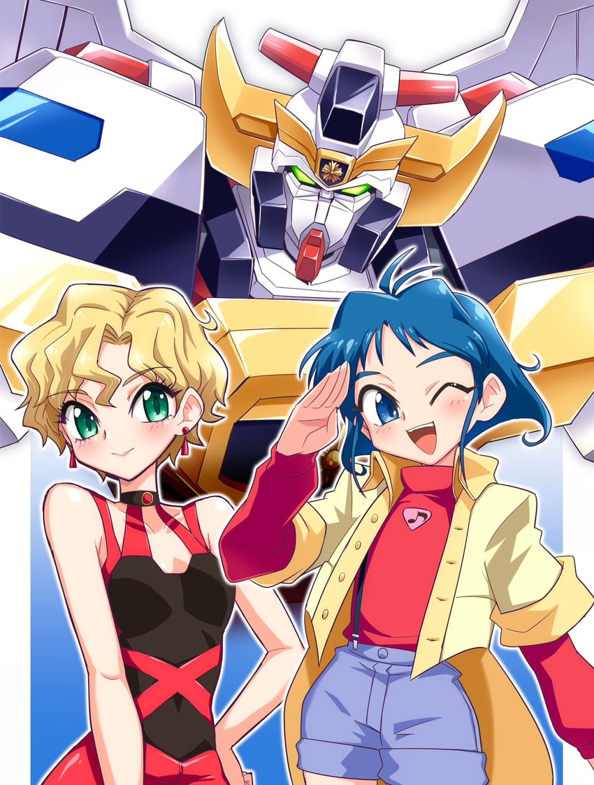 tomonaga yuuta, deckerd, j-decker, fire j-decker, and regina argine (yuusha series and 1 more) drawn by usoco