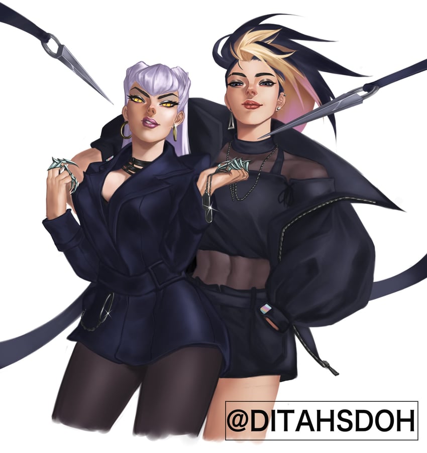 akali, evelynn, k/da all out evelynn, k/da all out akali, the baddest evelynn, and 1 more (league of legends) drawn by ditahsdoh