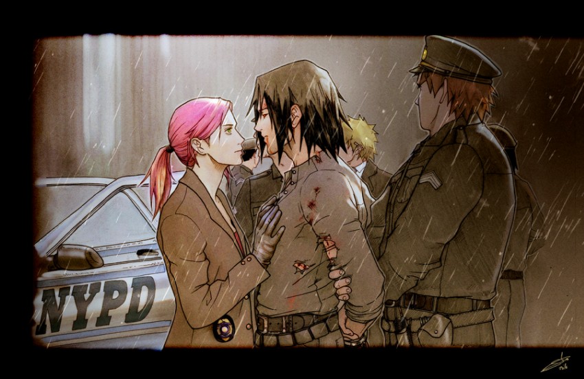 haruno sakura, uzumaki naruto, uchiha sasuke, and juugo (naruto and 1 more) drawn by nami64