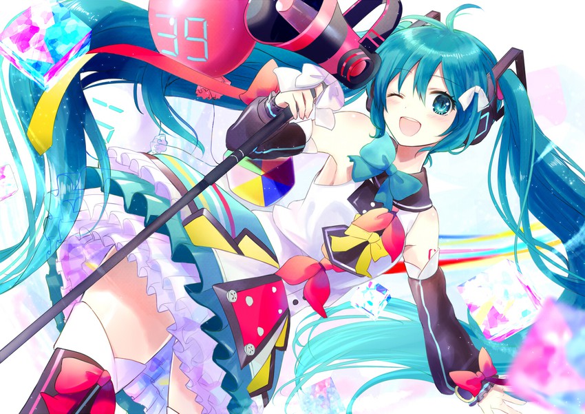 hatsune miku and magical mirai miku (vocaloid and 1 more) drawn by kashiwabara_en