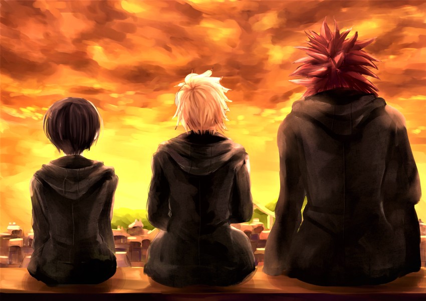 roxas, xion, and axel (kingdom hearts and 1 more) drawn by sakana_sakanama