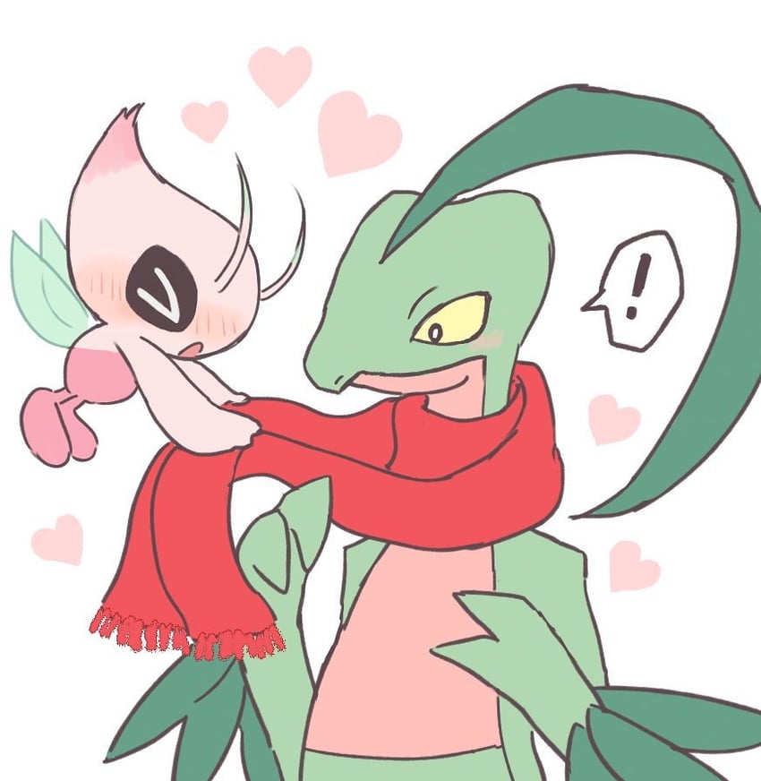 celebi and grovyle (pokemon and 2 more) drawn by moon_coco