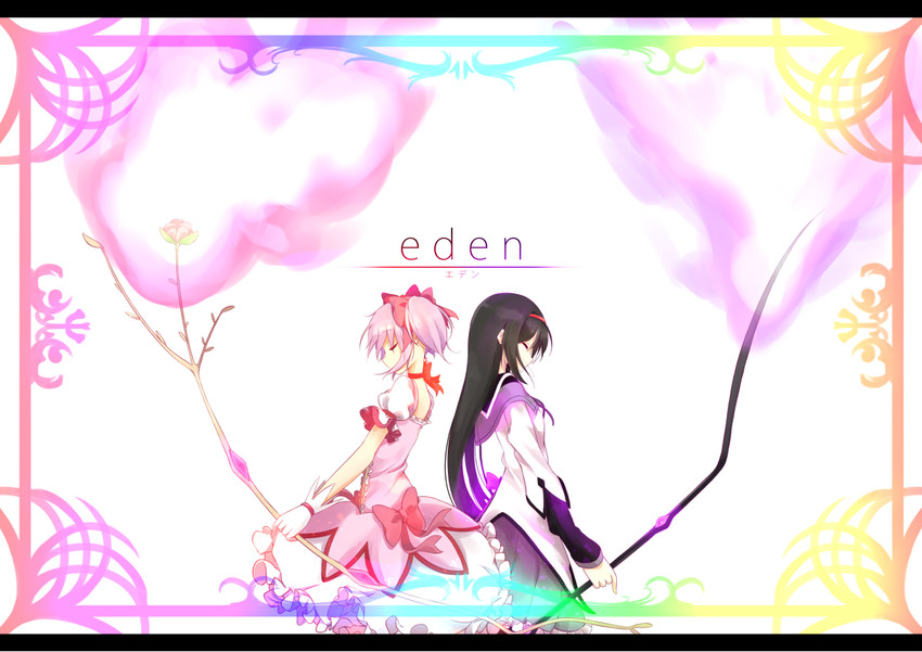 akemi homura and kaname madoka (mahou shoujo madoka magica) drawn by pachi_(sugiyama0306)
