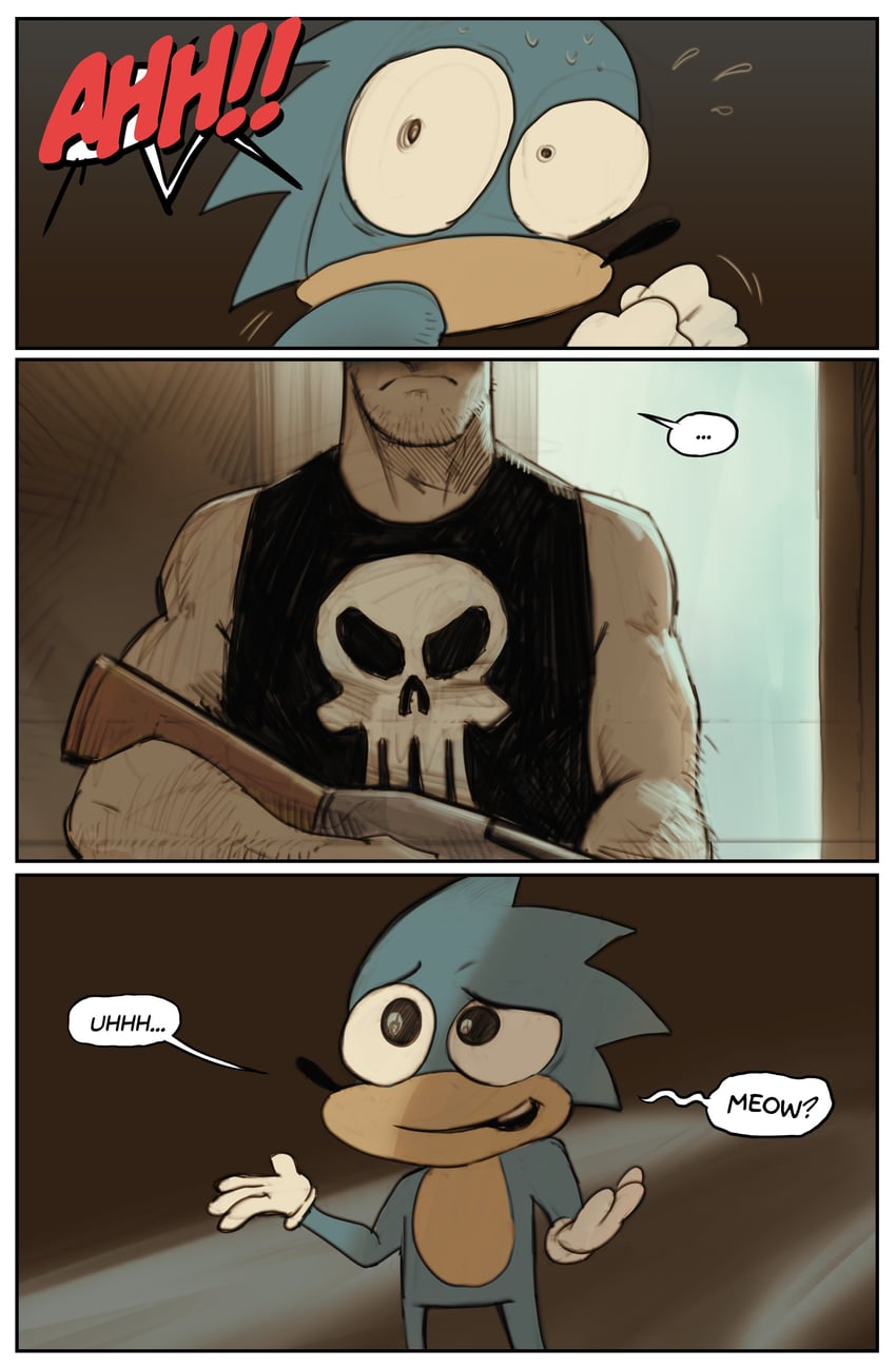 sonic the hedgehog and the punisher (marvel and 1 more) drawn by devilhs