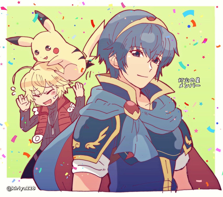 pikachu, marth, and shulk (pokemon and 6 more) drawn by kiriya_(552260)