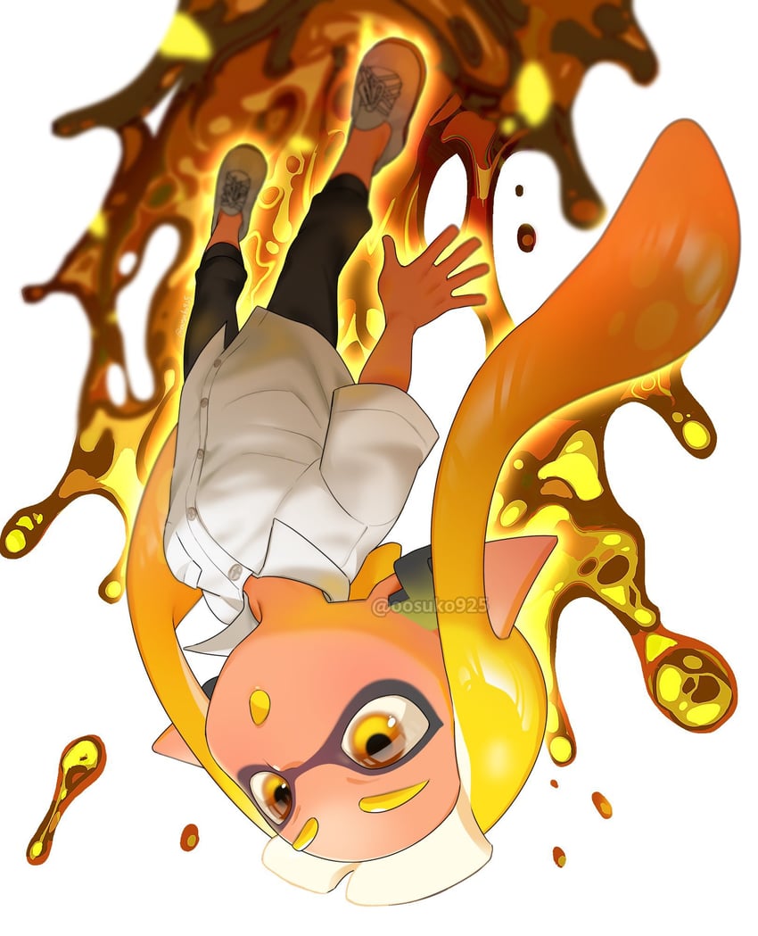inkling player character and inkling girl (splatoon) drawn by naoki_(oosuko)