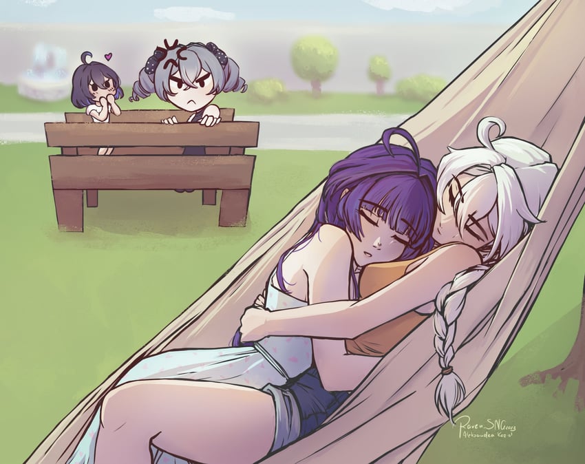 kiana kaslana, raiden mei, bronya zaychik, and seele vollerei (honkai and 1 more) drawn by raven_sng
