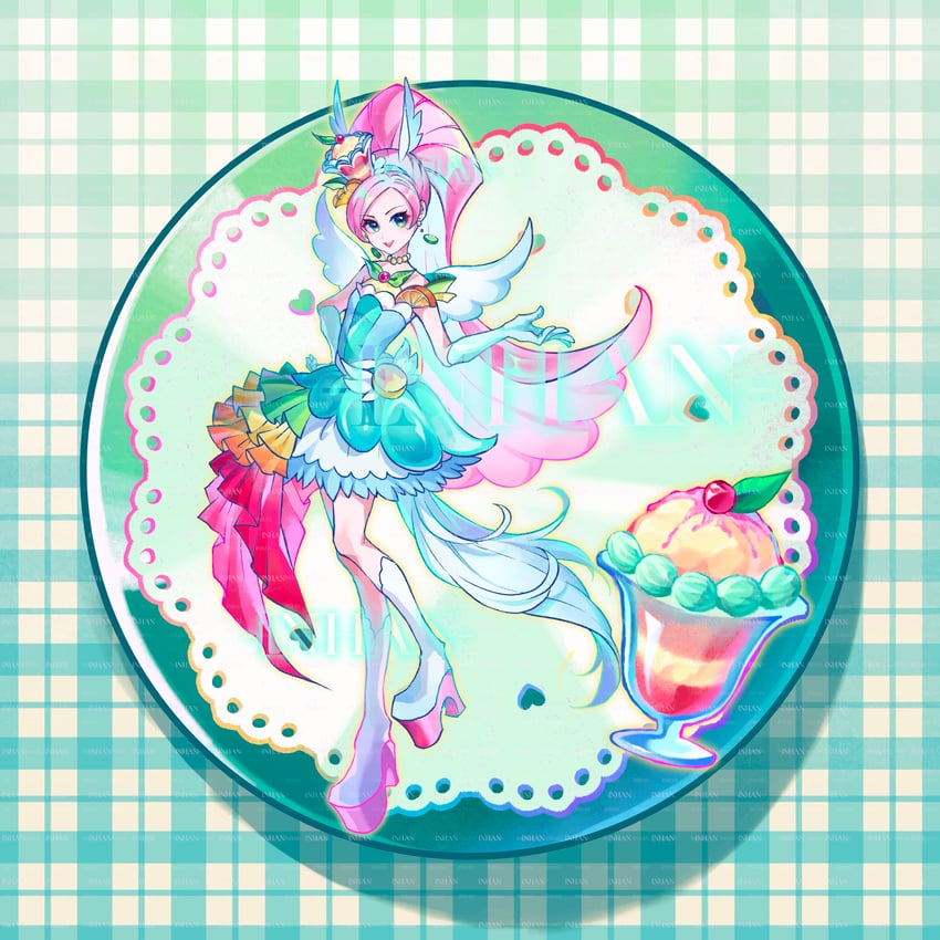 kirahoshi ciel and cure parfait (precure and 1 more) drawn by inhan
