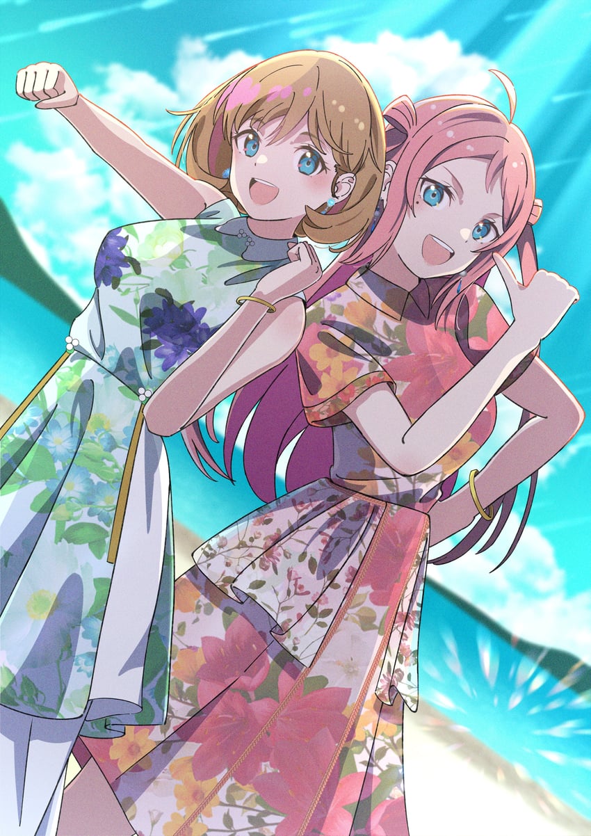 tang keke and zhong lanzhu (love live! and 4 more) drawn by fujiwaland