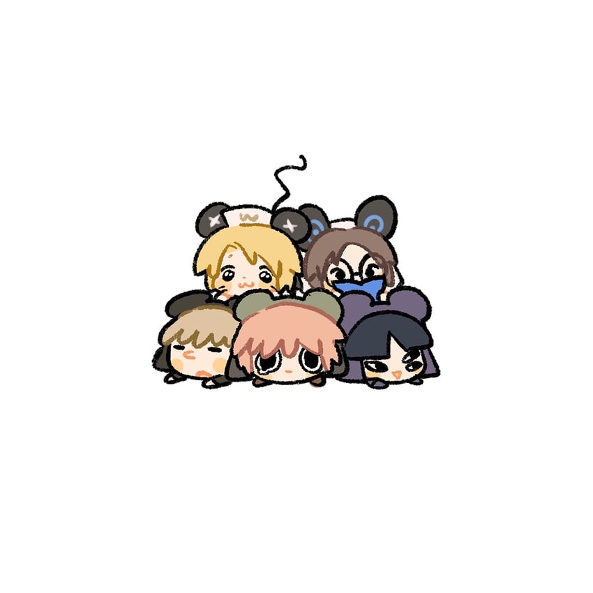 present day problem takeuchi robert, kinder surprised michael jr., ratman 4, ratman 3, and ratman 5 (randal's friends) drawn by shieriru