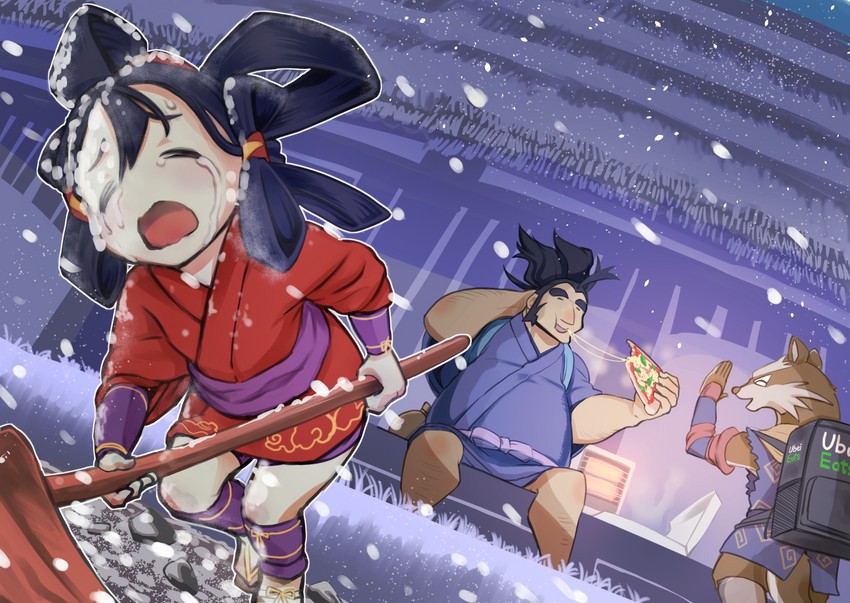 sakuna-hime, tauemon, and ashigumo (tensui no sakuna-hime and 1 more) drawn by hatoboshi