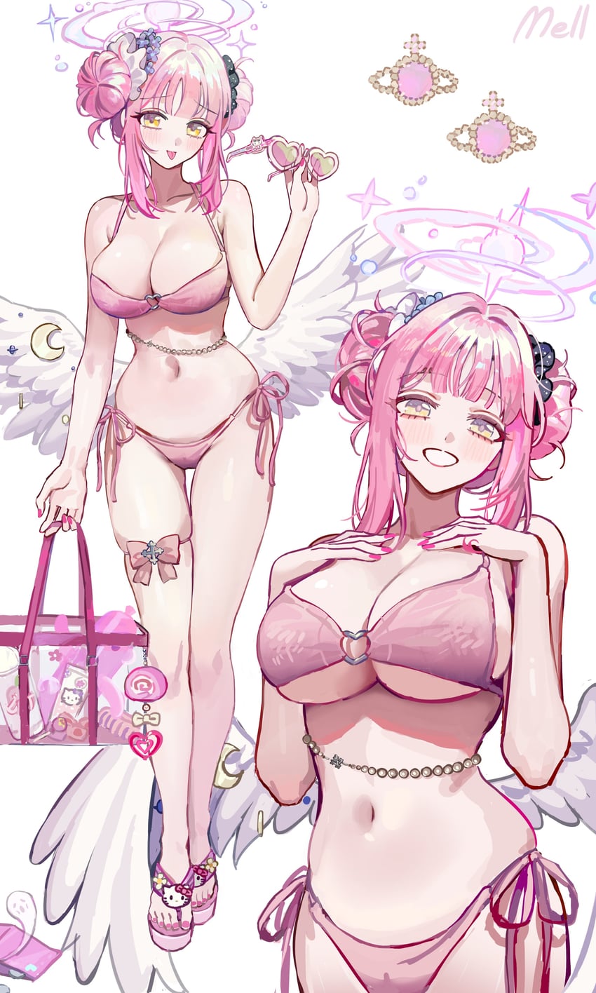 mika and hello kitty (blue archive and 2 more) drawn by mell_(dmwe3537)