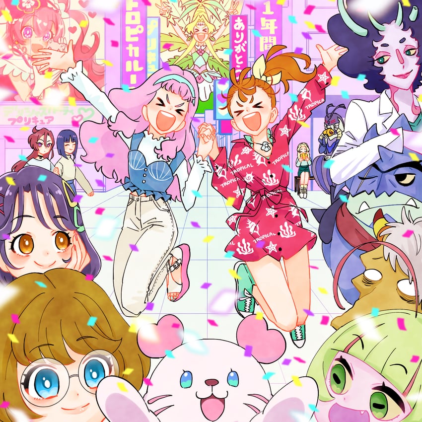 laura la mer, nagomi yui, natsuumi manatsu, suzumura sango, takizawa asuka, and 12 more (precure and 2 more) drawn by ton_(ton39342104)