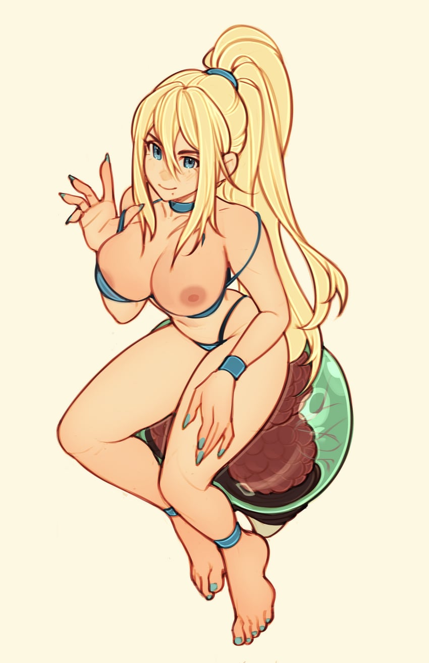 samus aran, metroid, and metroid larva (metroid) drawn by oxcoxa
