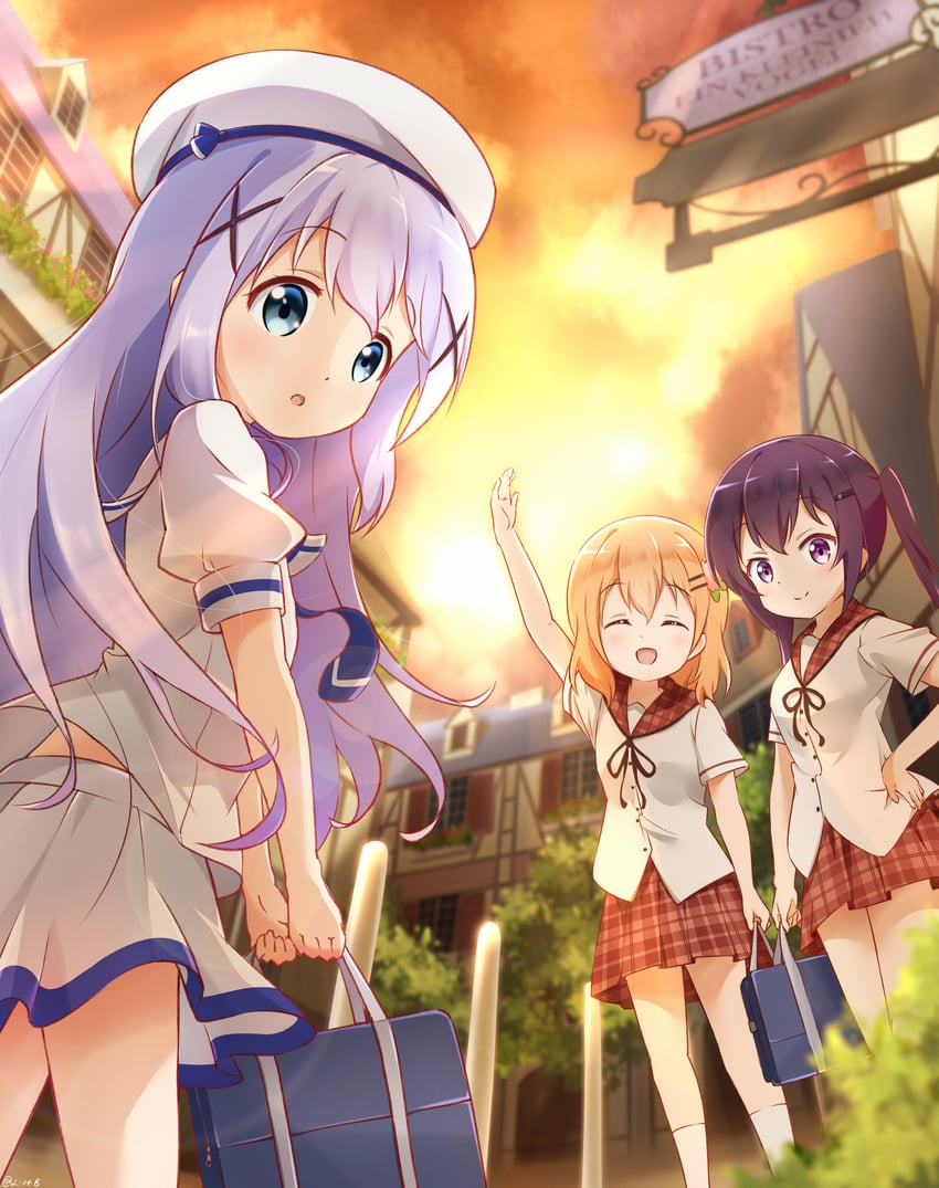 kafuu chino, hoto cocoa, and tedeza rize (gochuumon wa usagi desu ka?) drawn by painter-lhb