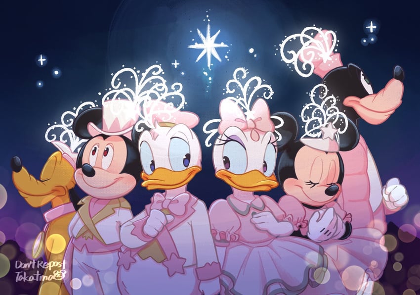 mickey mouse, minnie mouse, donald duck, daisy duck, goofy, and 1 more (mickey mouse & friends) drawn by takatmaorange