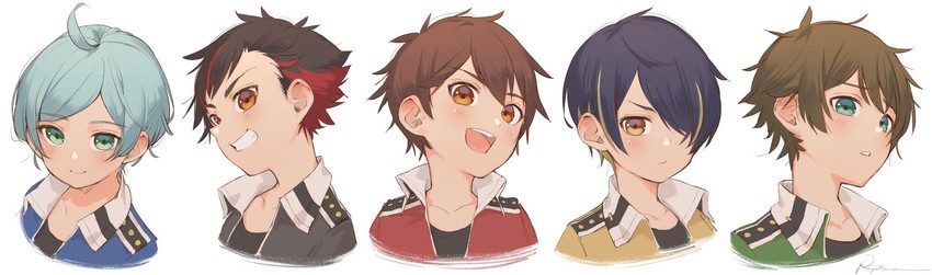 morisawa chiaki, shinkai kanata, sengoku shinobu, takamine midori, and nagumo tetora (ensemble stars!) drawn by ryota_(ry_o_ta)