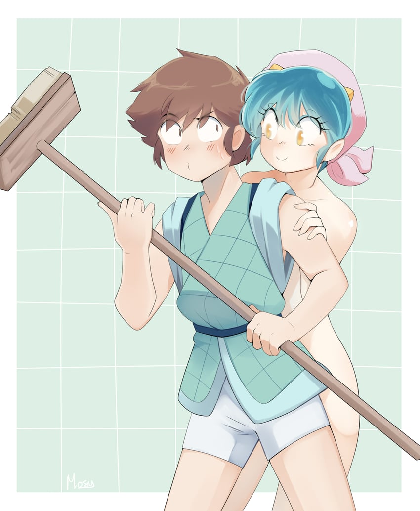 lum and moroboshi ataru (urusei yatsura) drawn by mosyart