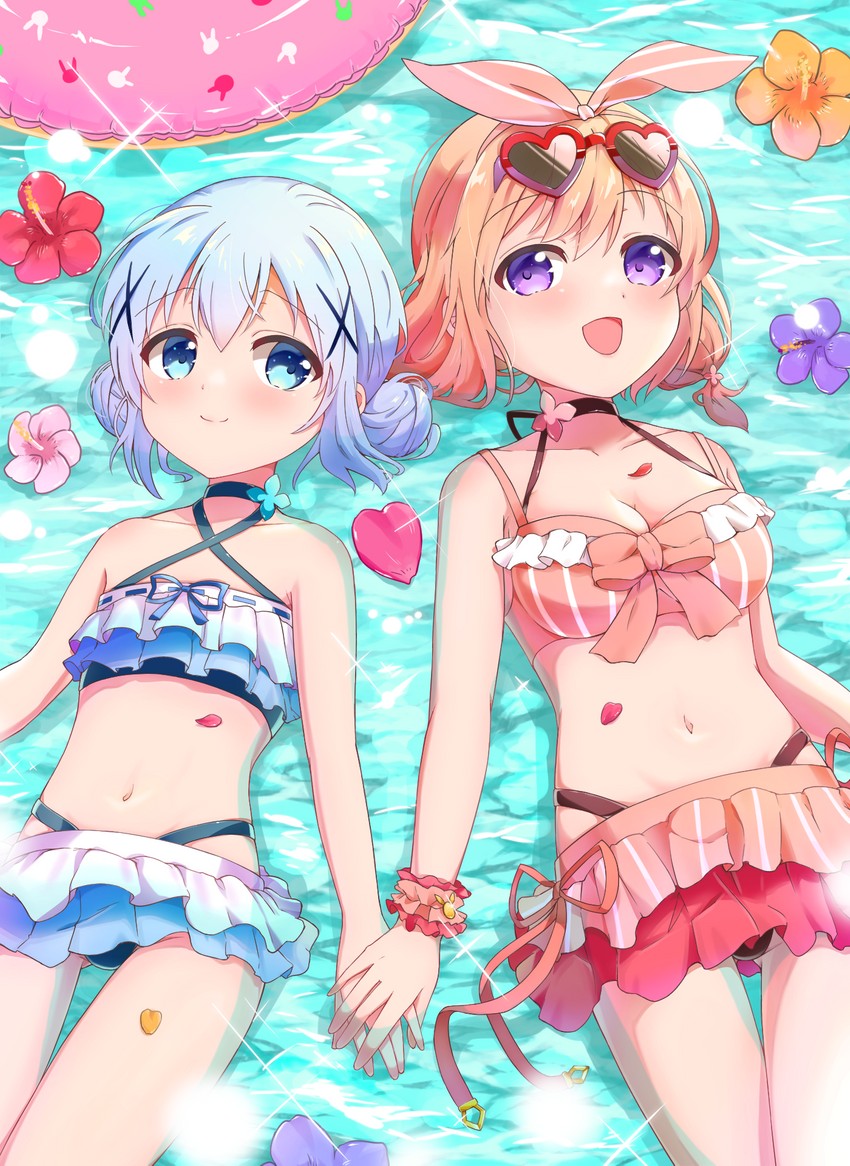 kafuu chino and hoto cocoa (gochuumon wa usagi desu ka? and 1 more) drawn by rinkarinne