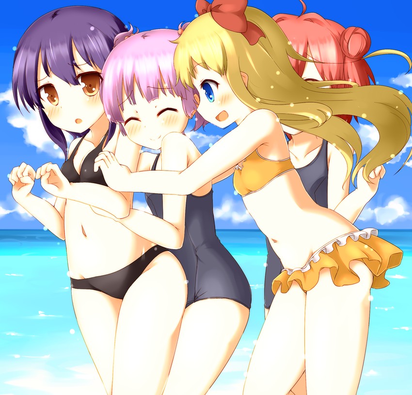 toshinou kyouko, akaza akari, funami yui, and yoshikawa chinatsu (yuruyuri) drawn by faubynet