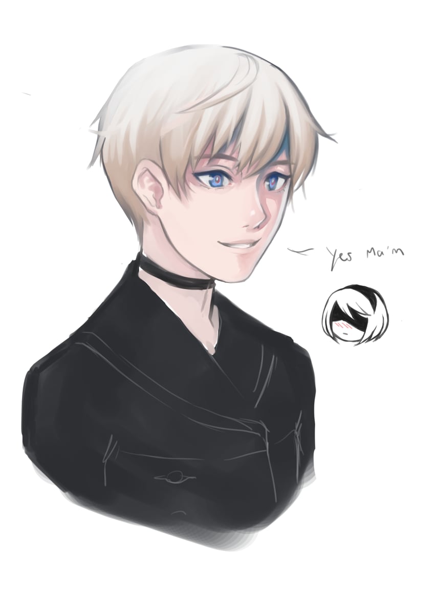 2b and 9s (nier and 1 more) drawn by go-hazerot