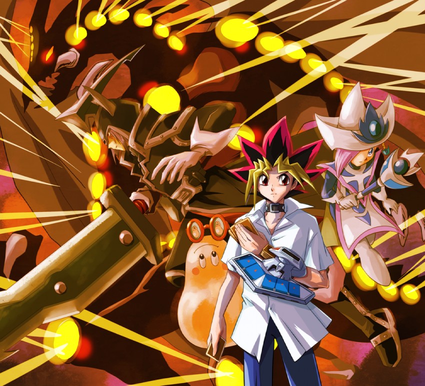 muto yugi, silent magician, silent swordsman, marshmallon, silent magician lv4, and 2 more (yu-gi-oh! and 1 more) drawn by ashi_ura