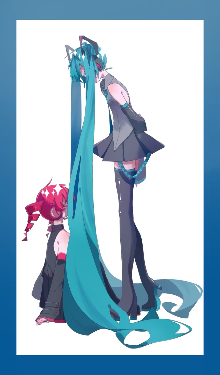 hatsune miku and kasane teto (vocaloid and 1 more) drawn by ksn_htn