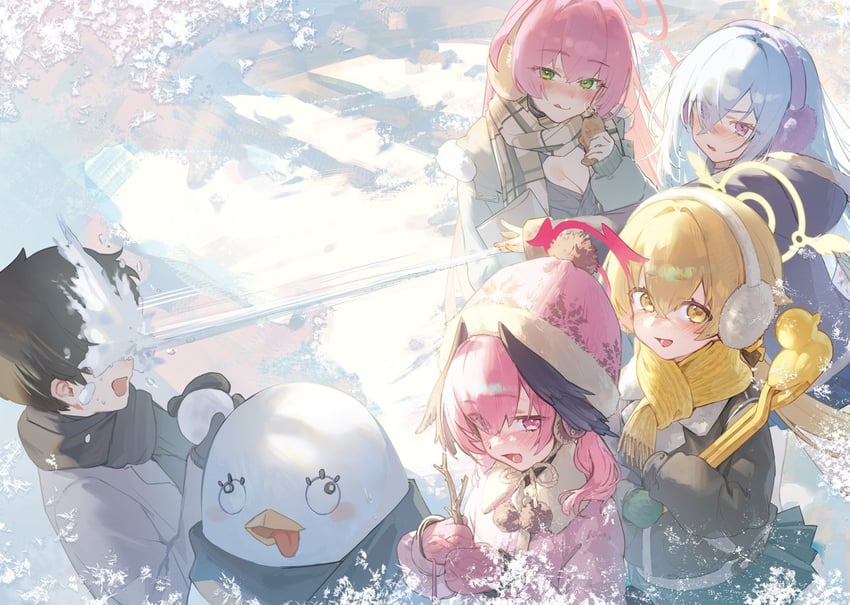 sensei, koharu, hanako, hifumi, azusa, and 1 more (blue archive) drawn by kokko_(kokko3045)
