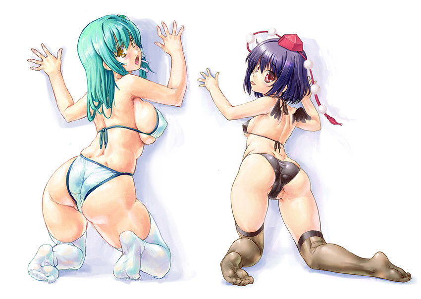 kochiya sanae and shameimaru aya (touhou) drawn by kiyama_satoshi
