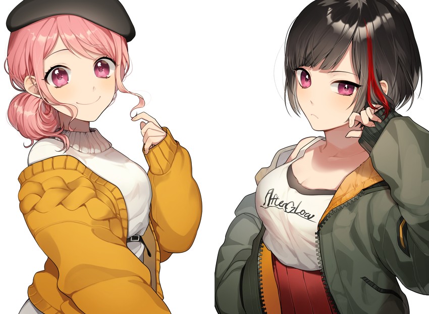 mitake ran and maruyama aya (bang dream!) drawn by bari_dal