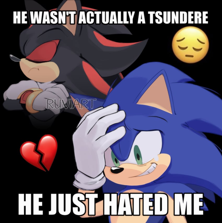 sonic the hedgehog and shadow the hedgehog (sonic) drawn by ruviart