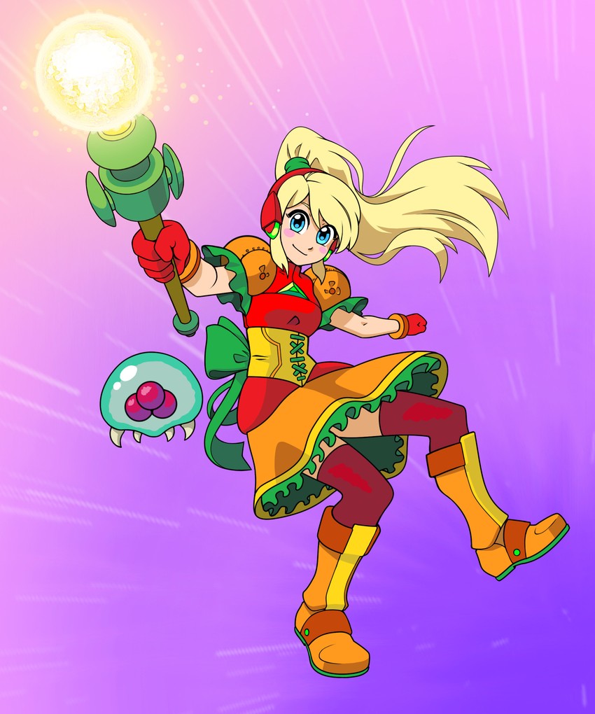 samus aran, metroid, and metroid larva (metroid) drawn by guilhermerm