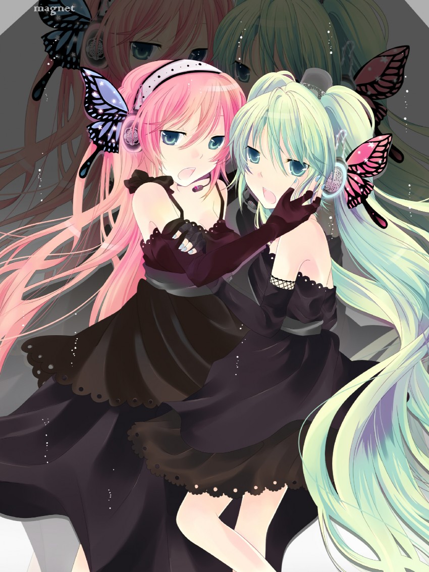 hatsune miku and megurine luka (vocaloid and 1 more) drawn by suzu_(pixiv434527)