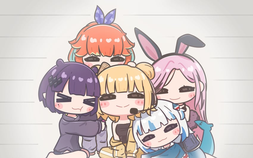gawr gura, mori calliope, ninomae ina'nis, takanashi kiara, and watson amelia (hololive and 1 more) drawn by mpien