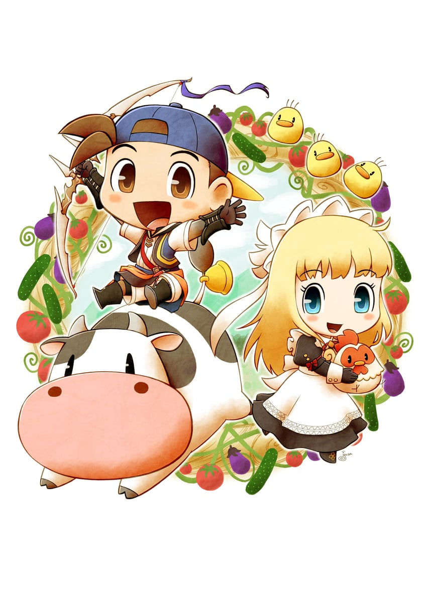 pete, claire, rogue, and archer (bokujou monogatari and 1 more) drawn by matsuyama_igusa