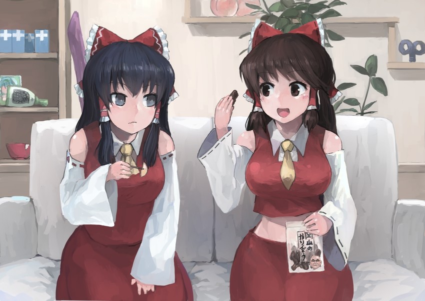 hakurei reimu, noel, shinonome, and hentai kuso oyaji (touhou and 2 more) drawn by ichiba_youichi