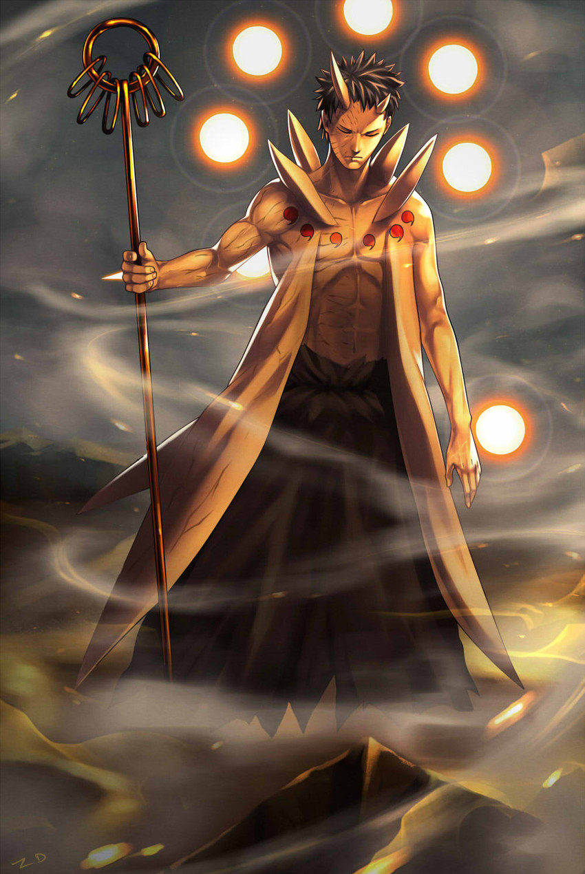 uchiha obito (naruto and 1 more) drawn by zhang_ding