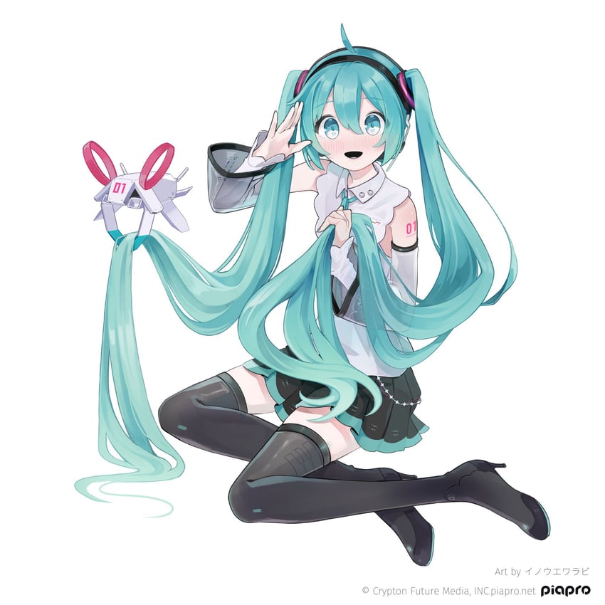 hatsune miku (vocaloid and 2 more) drawn by myomuron